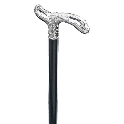 Gastrock Ebenholz Gehstock mit Barock Derby-Griff aus Silber