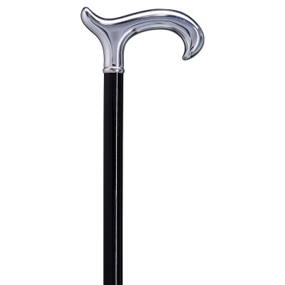 Gastrock black wooden Walking Stick with chrome Derby-Handle