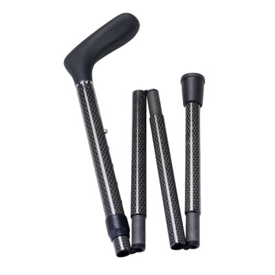 Ossenberg foldable walking stick carbon soft grip height adjustable