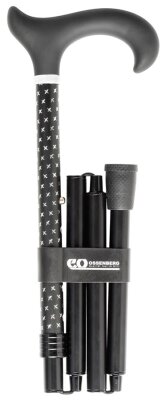 Ossenberg light metal walking stick black folding Derby handle
