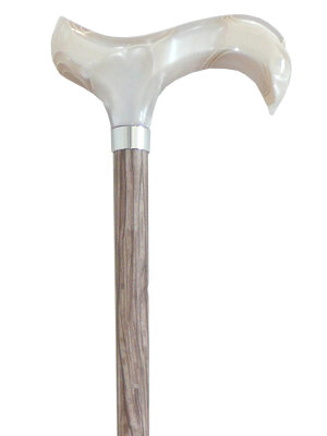 Ossenberg Leichtmetallstock Holzoptik Derbygriff Perlmutt weiß-beige