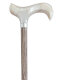 Ossenberg Leichtmetallstock Holzoptik Derbygriff Perlmutt weiß-beige