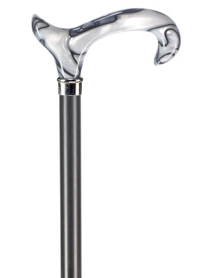 Ossenberg light metal cane black matt derby grip acrylic not adjustable white-black