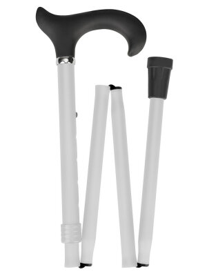 Ossenberg foldable light metal cane white derby grip soft